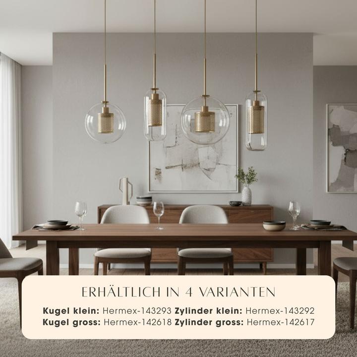 Produktbild Hermex Glas-Deckenleuchte Pendelleuchte Hängelampe Deckenlampe Hängeleuchte (E27)