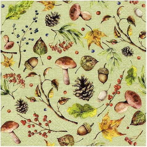 Ti-flair, Servietten, 20 Servietten - Herbst - gün - ca. 33 x 33 cm (20 x, 33 x 33 cm)