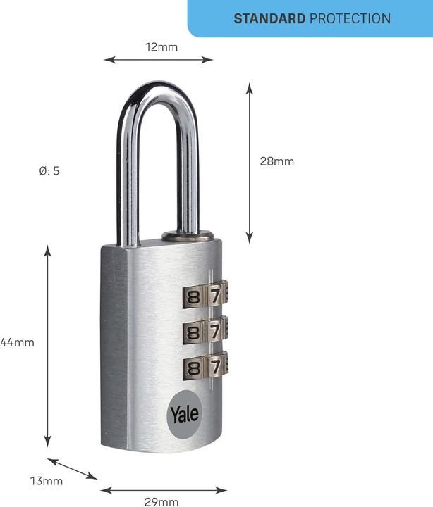 Actual product image Yale YE3CB/28/126/1/S padlock 28 mm silver combination lock