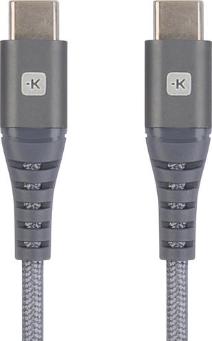Actual product image Skross USB Cable USB-C to USB-C Cable 2.0, Braiding, 2.00m space gray (2 m, USB 2.0, 36 W)