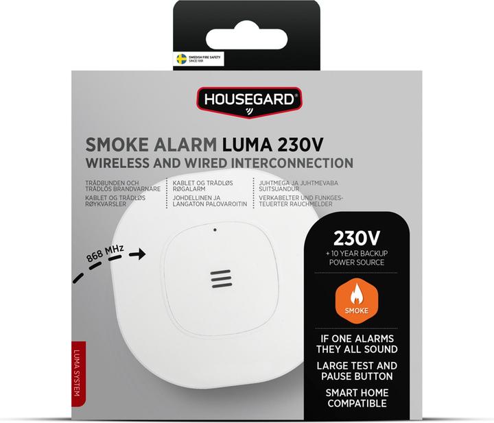 Actual product image Housegard Luma 230V rgalarm, inkl. 10-rs batteri