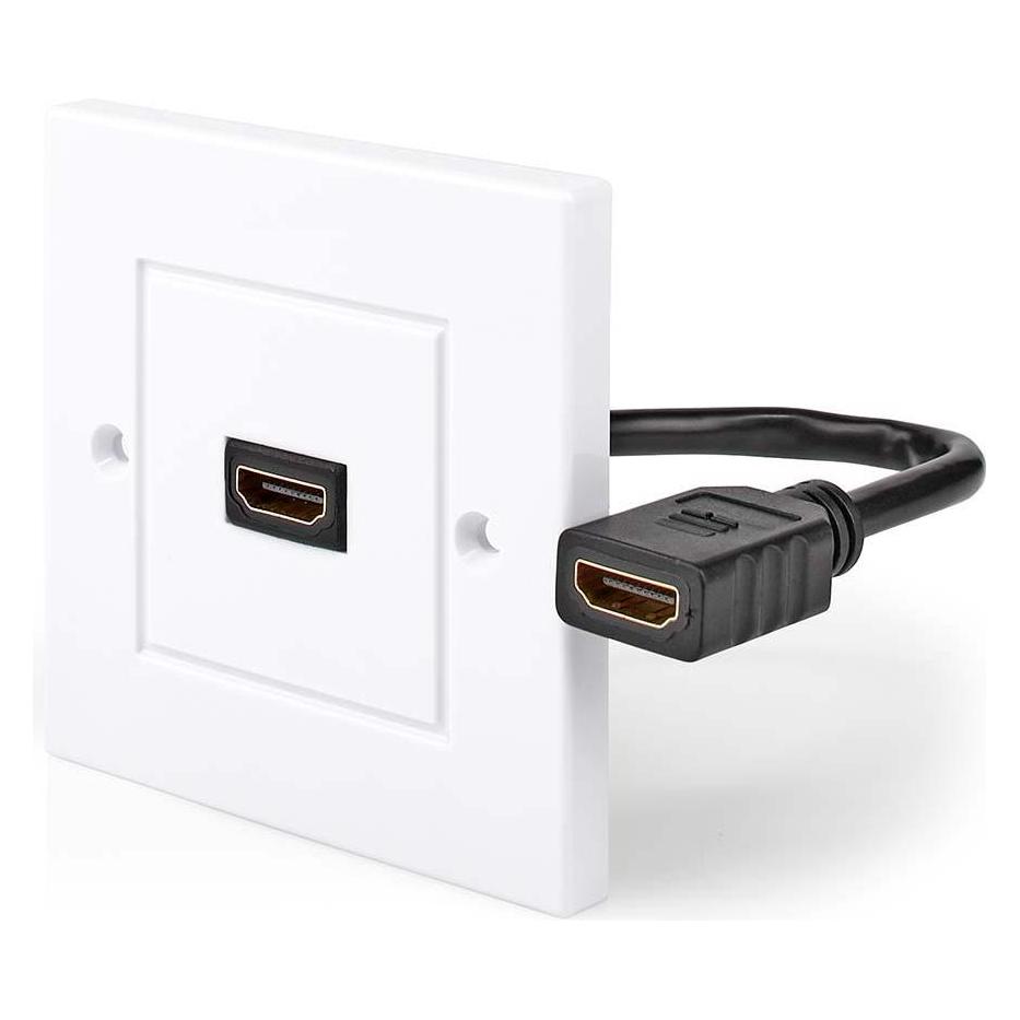 Nedis Hdmi-Wanddose - 1x Hdmi Female - 4K@60Hz - Hdmi Ausgang - Schwarz - 18 Gbps - Vergoldet - Box, Videokabel