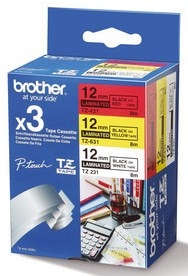 Immagine prodotto Brother Multipack TZe-31M3 (1.20 cm, Giallo, Rosso, Nero, Bianco)