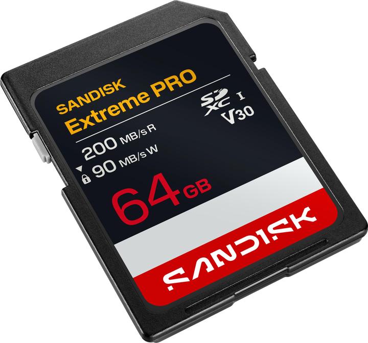 Image du produit SANDISK Extreme Pro SDXC 64GB (64 Go, SDXC, U3, UHS-I)