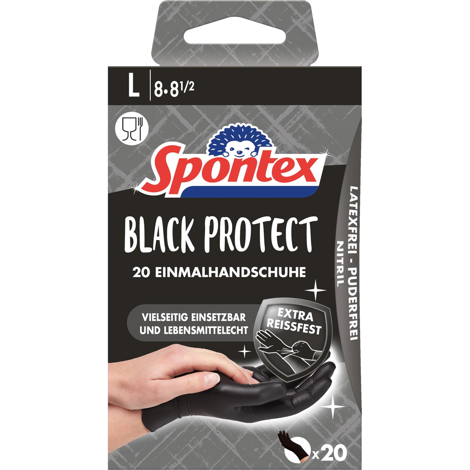 Spontex, Guanti di sicurezza, Guanti in nitrile nero Protect 20 L (L)