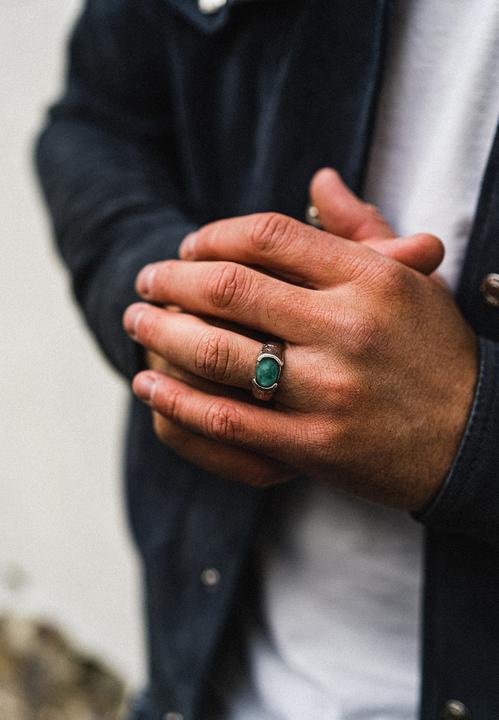 Image du produit Haze & Glory Ring Siegelring Liberty - Afrikanischer Türkis 925 Silber (62, Argent 925)