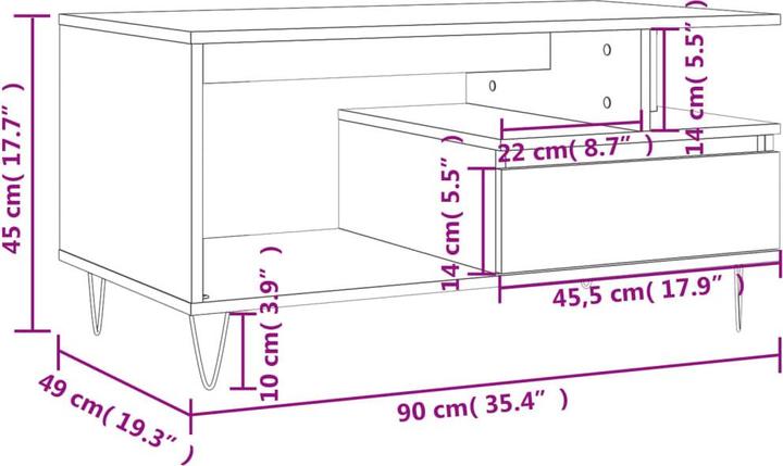 Image du produit vidaXL Couchtisch (90 x 49 x 45 cm)