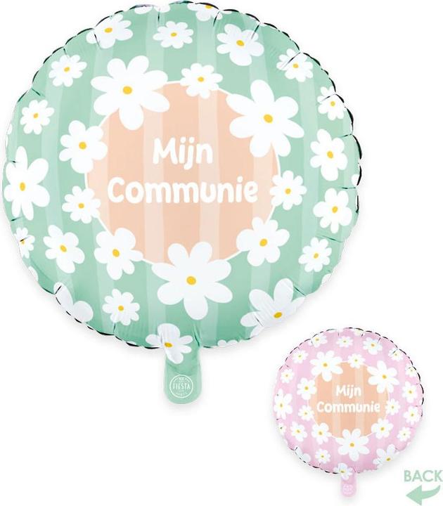 Produktbild Globos Europe Folienballon, 45 cm Durchmesser, rund, Gänseblümchen, Meine Kommunion