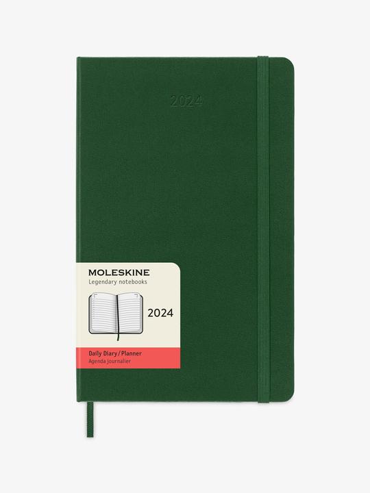 Image du produit Moleskine 12 mois calendrier journalier 2024, grand format/A5, vert myrte (A5, Couverture rigide, Anglais)