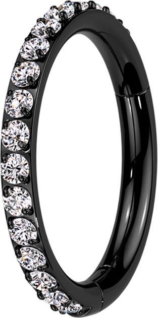 Immagine prodotto Star Piercing Anello a segmenti incernierato con cristalli neri laterali argento (senza ottone, Titanio)
