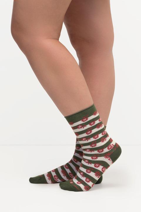 Immagine prodotto Ulla Popken Calzini in confezione da tre con fiorellini e orli arrotolati (confezione da 3, 50/56)