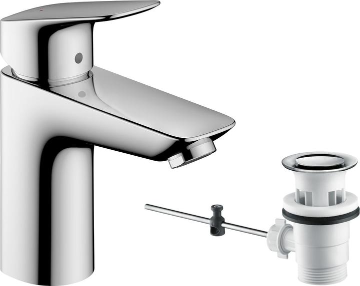 Produktbild hansgrohe Logis Einhebel-Waschtischarmatur 100 mit Zugstangen-Ablaufgarnitur