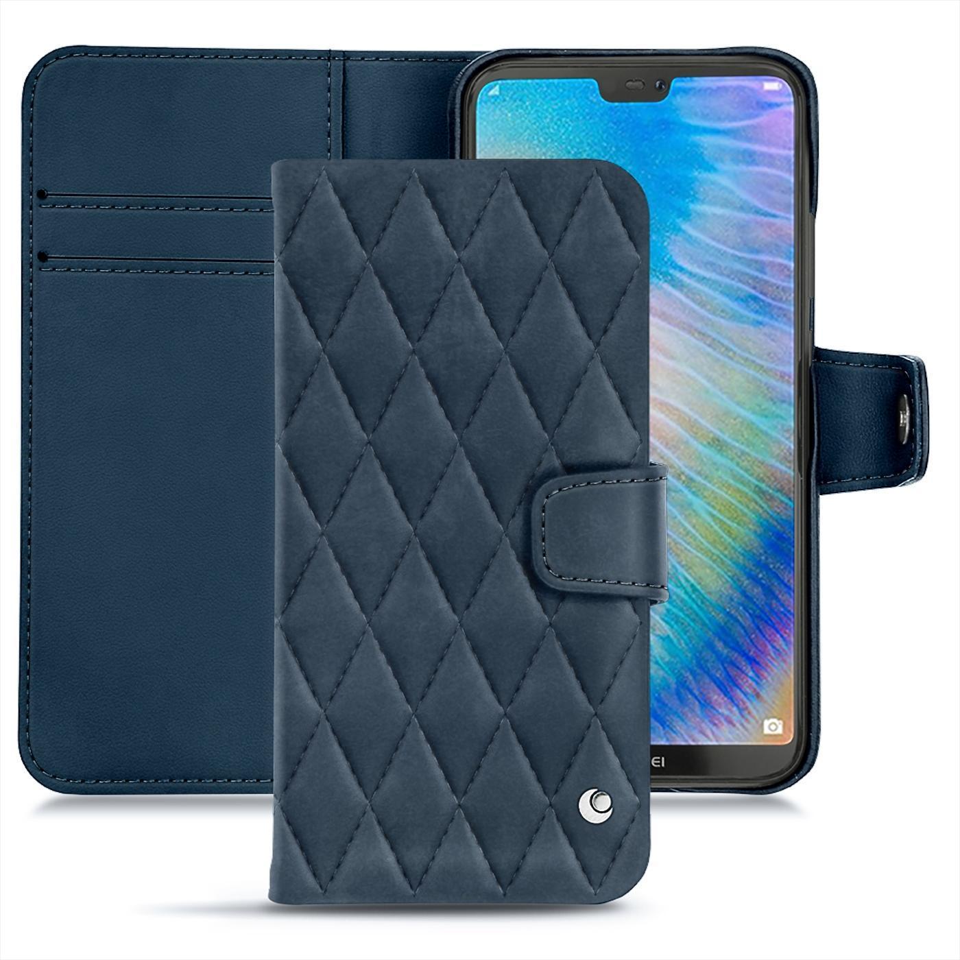 Noreve Lederschutzhülle Wallet (Huawei P20 Lite), Smartphone Hülle, Blau