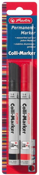 Produktbild Herlitz Permanent-Marker Colli 1-4 mm, 2 Stück, Rot/Schwarz (2x)