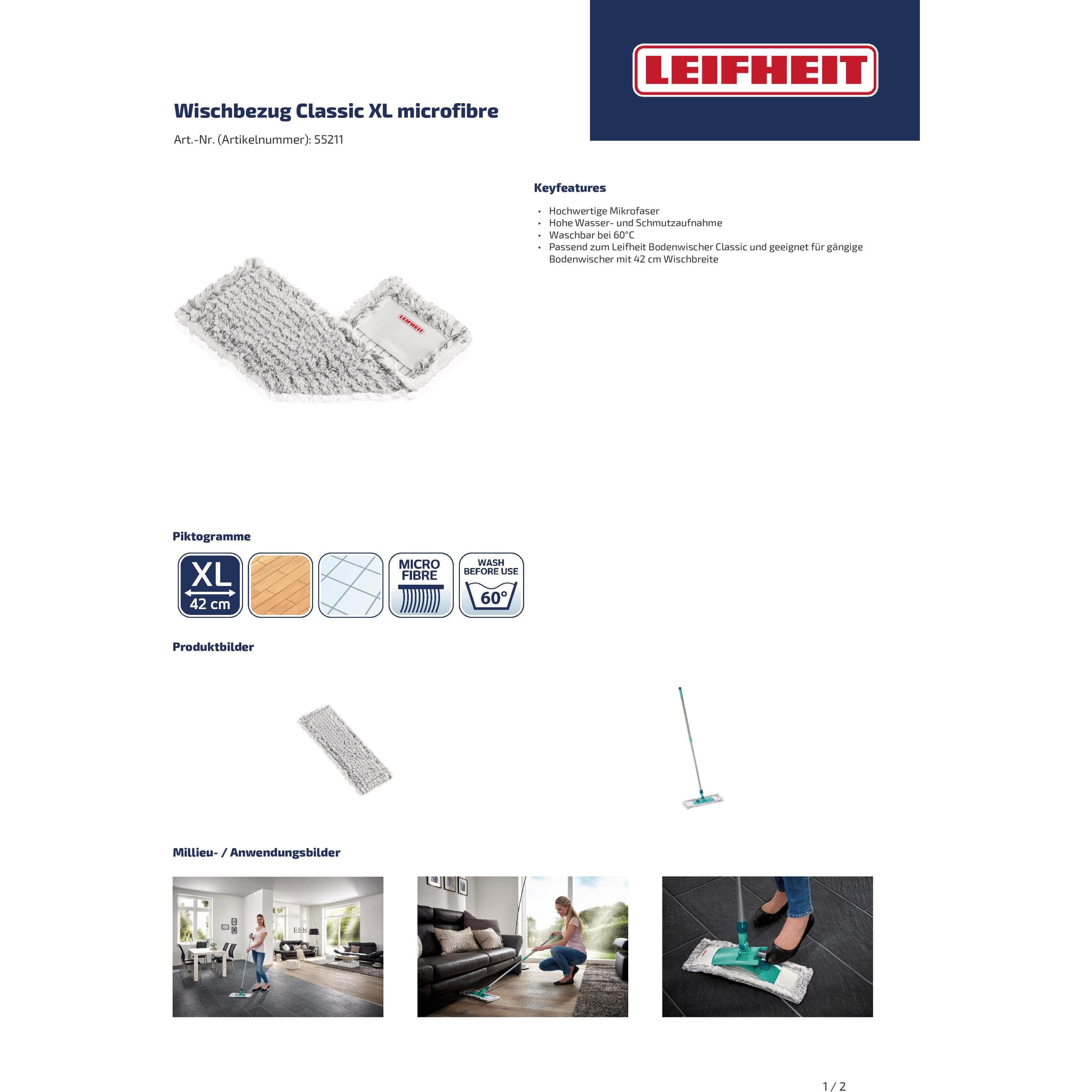 Thumbnail - Leifheit Wischbezug Classic XL microfibre, Reinigungsutensil, Weiss