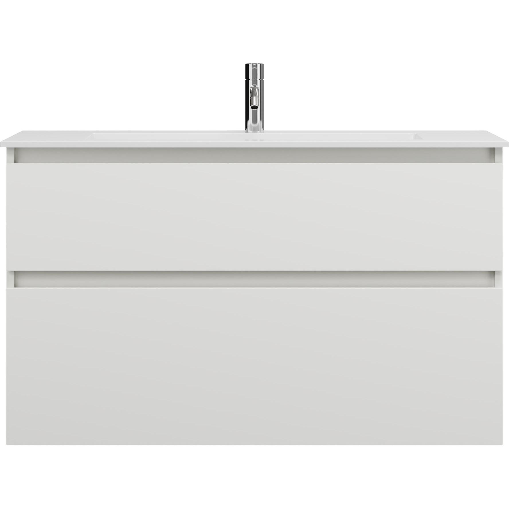 burgbad, Badmöbelset, Lin20 Mineralguss-Waschtisch Farbe Weiss Matt inklusive Waschtischunterschrank Tiefe 415mm 2