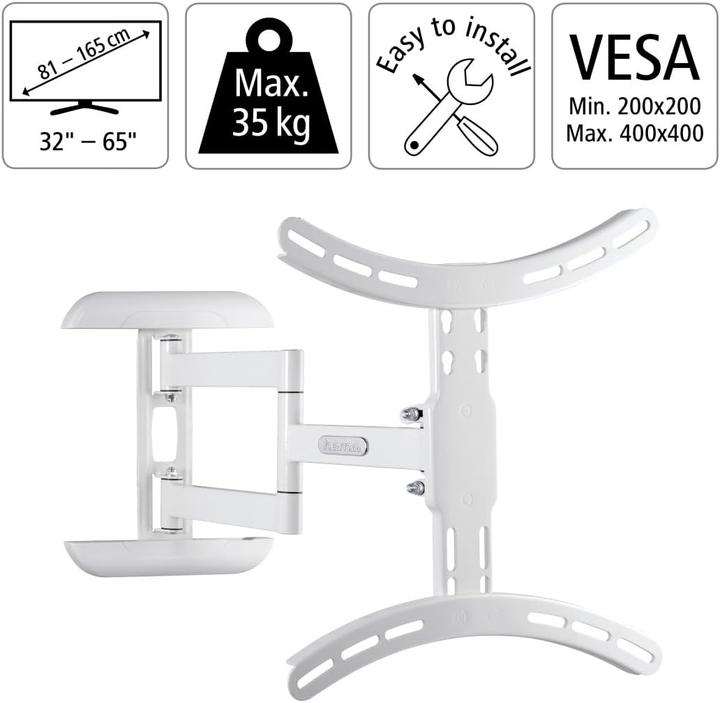 Image du produit Hama Support TV mural, pivotant, inclinable, extensible, 165 cm (65") à 35 kg (Mur, 65", 35 kg)