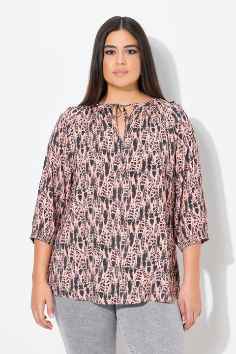 Immagine prodotto Ulla Popken Blusa con piume, scollo a tunica e maniche a 3/4 (58)
