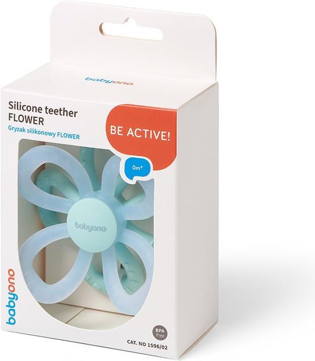 Immagine prodotto Babyono Beissring aus Silikon Flower blau 0M+ (0 Mesi)