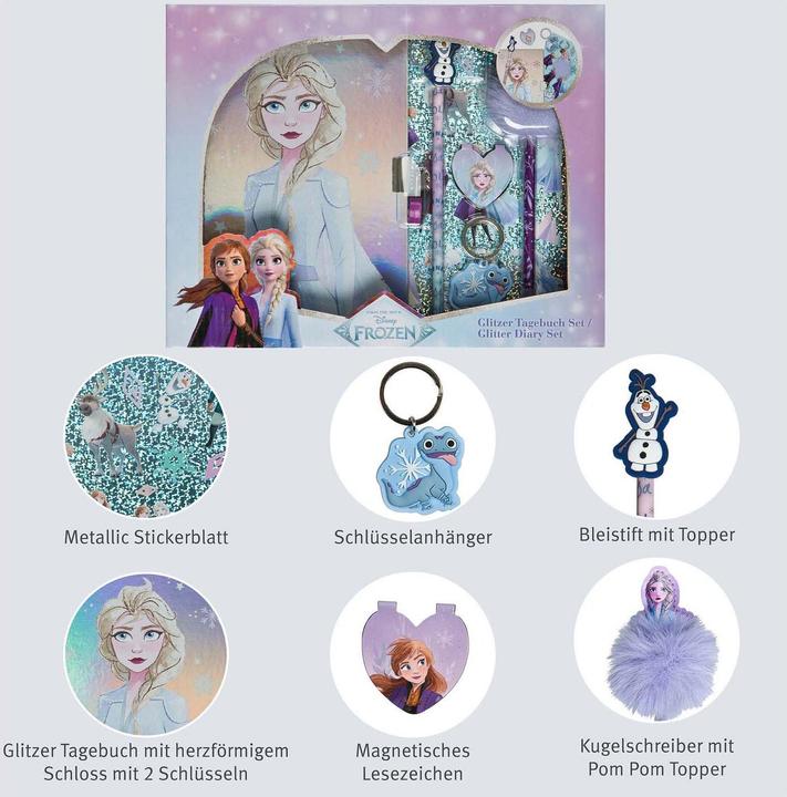 Produktbild Undercover Glitzerndes Tagebuch-Set Frozen - 6-teilig.