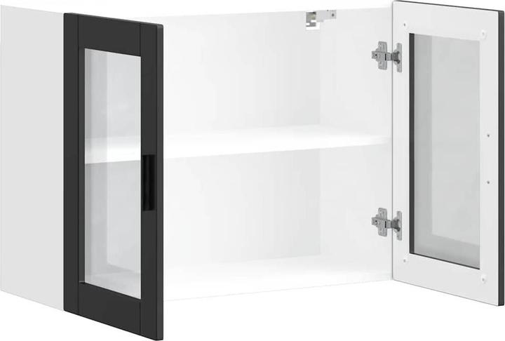 Image du produit VidaXL Armoire suspendue de cuisine avec porte vitrée Porto Noir Armoire murale de cuisine (80 x 31 x 60 cm)