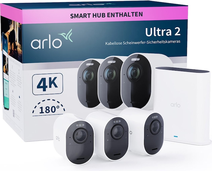 Actual product image Arlo Ultra 2 Spotlight camera, 3 kit white (3840 x 2160 pixels)
