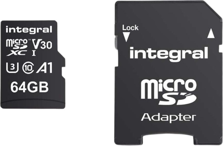 Actual product image INMSDX64G-100V30 64GB MICRO SD CARD MICROSDXC UHS-1 U3 CL10 V30 A1 UP TO 100MBS READ 45MBS (64 GB, microSD, U3, UHS-I)