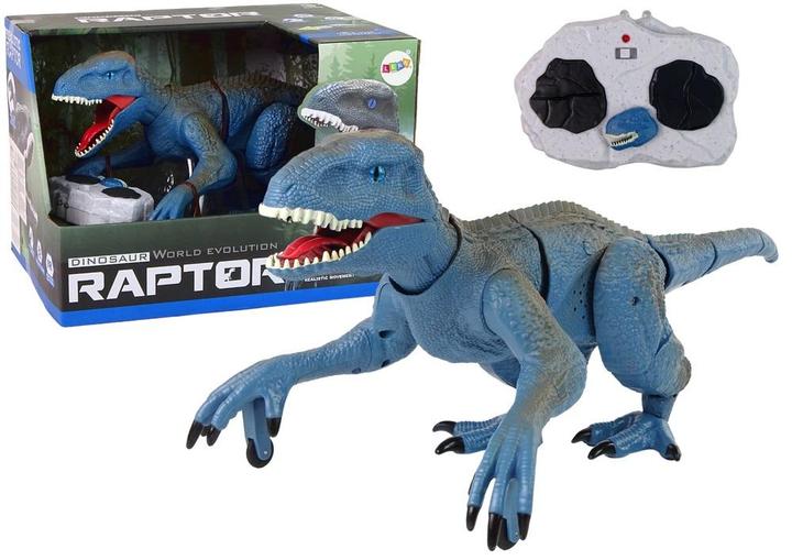 Actual product image Lean Toys Remote Control Dinosaur Velociraptor Audible Roar Blue