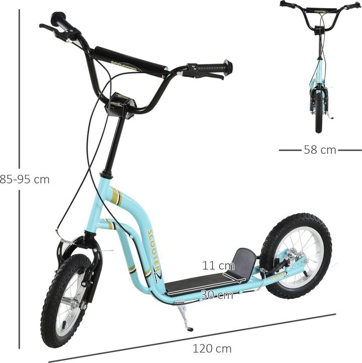 Actual product image Homcom Kinderscooter Stahl, Aluminium Hellblau