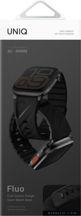 Produktbild Uniq Strap Fluo for Apple Watch 49/46/45/44/42/41/40mm Magnetic black (40 mm, 41 mm, 42 mm, 44 mm, 45 mm, 46 mm, 49 mm, Silikon)