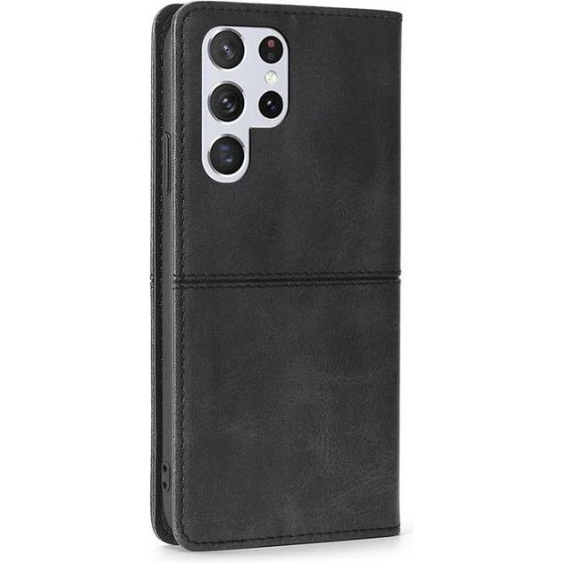 Thumbnail - MU Classic Retro V Leder Bookcover Series (Samsung Galaxy S22 Ultra), Smartphone Hülle, Schwarz