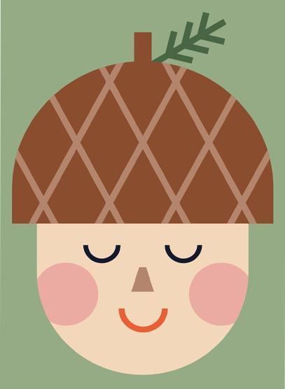 Nobis design Postkarte Funny Faces Eichel