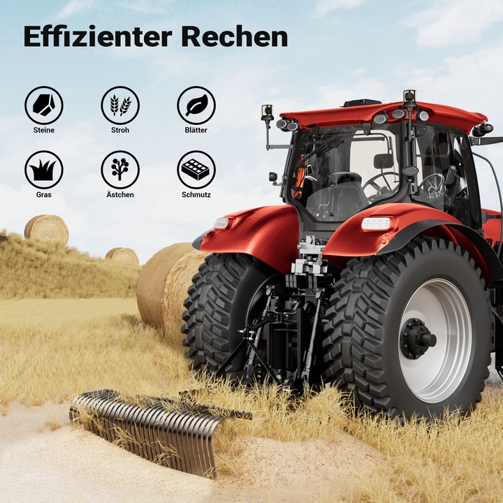 Produktbild Wiltec Rasentraktor Heuharke 152cm Heurechen Rechen Laubrechen Gartenrechen