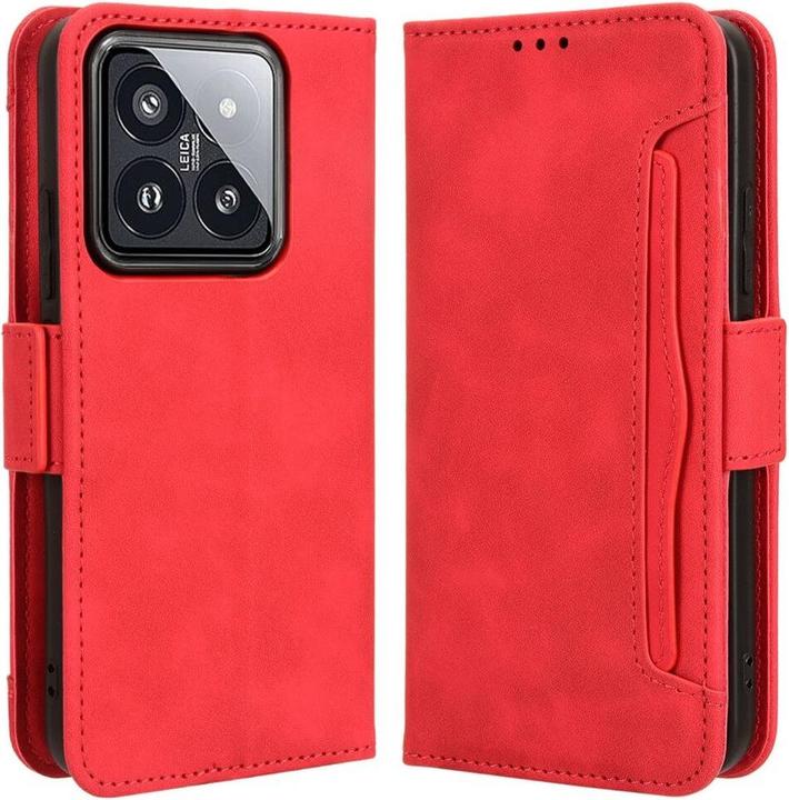 Actual product image Cover-Discount Xiaomi 14 - Case with many card slots red (Xiaomi 14)