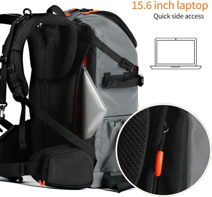 Produktbild K&F Concept Grosse Fotografen-Rucksacktasche mit Laptopfach und wasserdichter Regenhülle (Fotorucksack, 33 l)