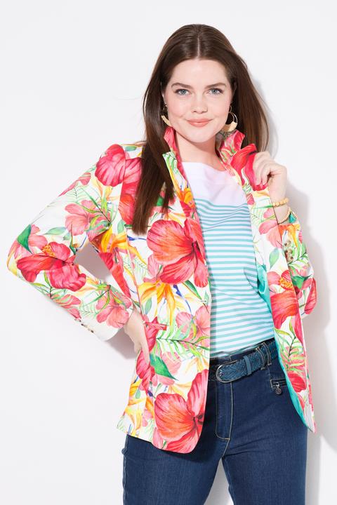Produktbild Ulla Popken Blazer, Blütenmuster, Reverskragen, Rückenschlitz (48)