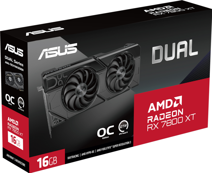 Productafbeelding ASUS DUAL-RX7800XT-O16G 16GB GDDR6 HDMI DP (16 GB)