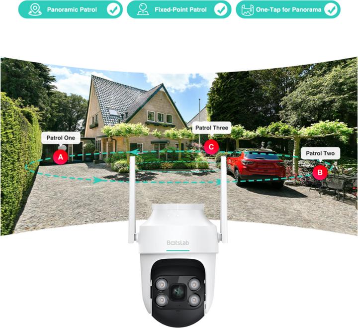 Image du produit Botslab Extérieur Pan / Tilt, Multi-scènes AI reconnaissance, 360° Smart Tracking, Large Aperture Lens, C