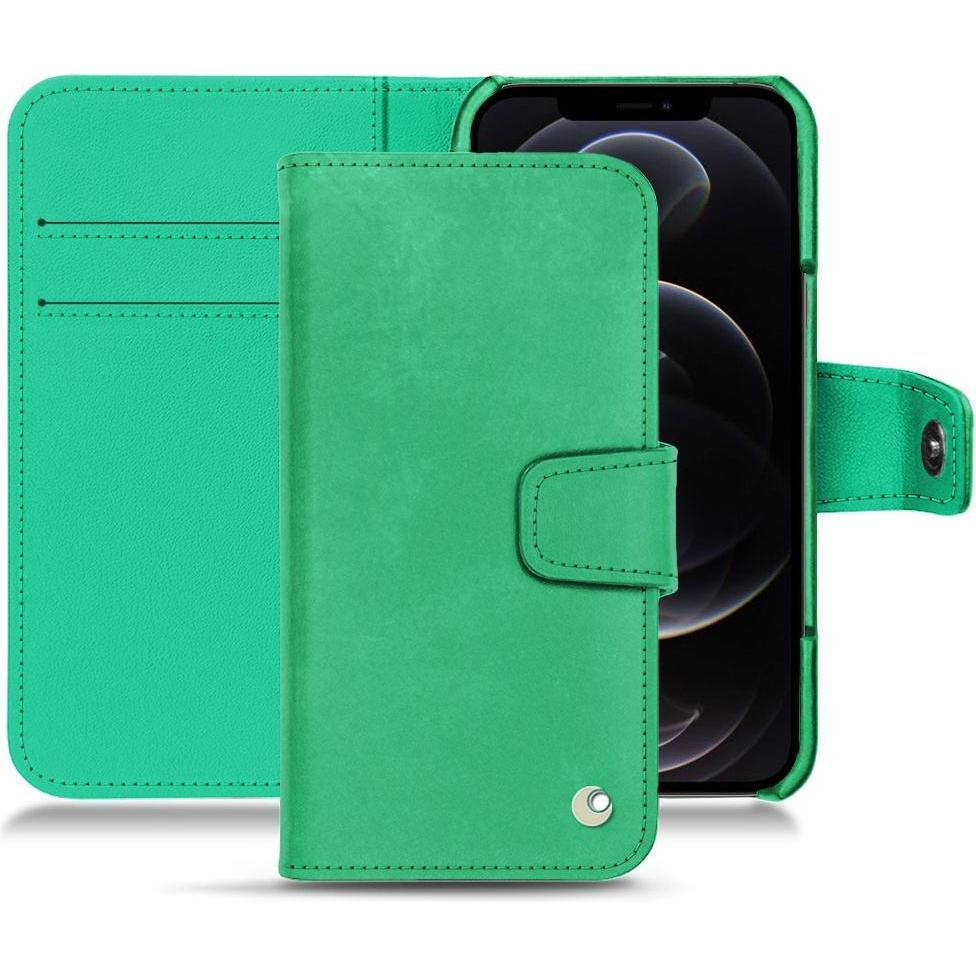 Noreve Lederschutzhülle Wallet (Apple iPhone 12 Pro), Smartphone Hülle, Grün