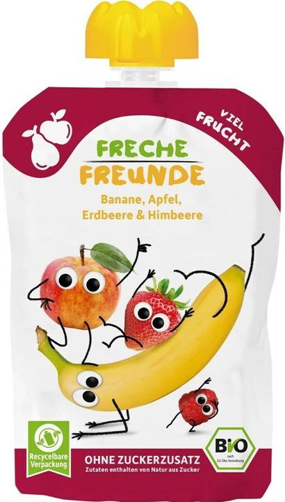 Immagine prodotto Freche Freunde Quetschbeutel Banane, Apfel, Erdbeere, Himbeere 6x 100 g (600 g)
