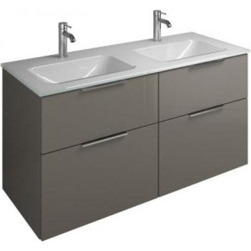 Thumbnail - burgbad, Badmöbelset, Eqio Glas-Doppelwaschtisch inklusive Waschtischunterschrank, Breite 1220 mm