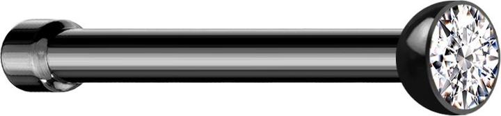 Actual product image Star Piercing Nasenstecker gerade schwarz Halbkugel Kristall silber (without brass, Surgical steel 316L)