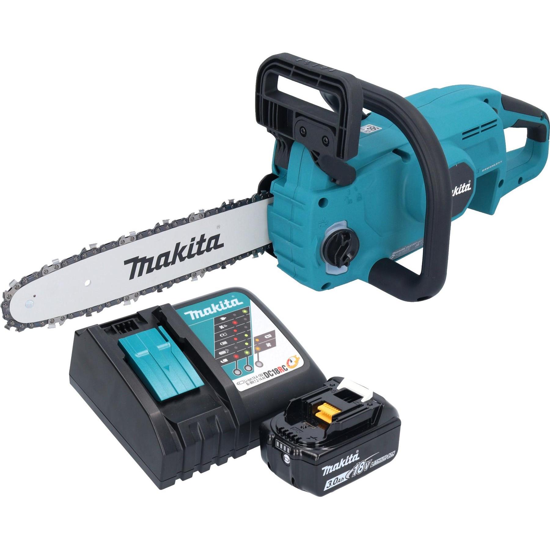 Makita, Kettensäge, DUC 307 RFX3 Akku Kettensäge 18 V 30 cm Brushless + 1x Akku 3,0 Ah + Ladegerät (Akku Kettensäge)