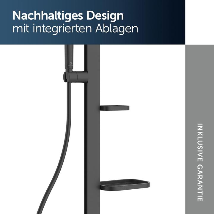 Actual product image Ideal Standard Shower system Alu+: Ceraflow shower mixer 2 shelves, 2F hand shower, 2F overhead shower