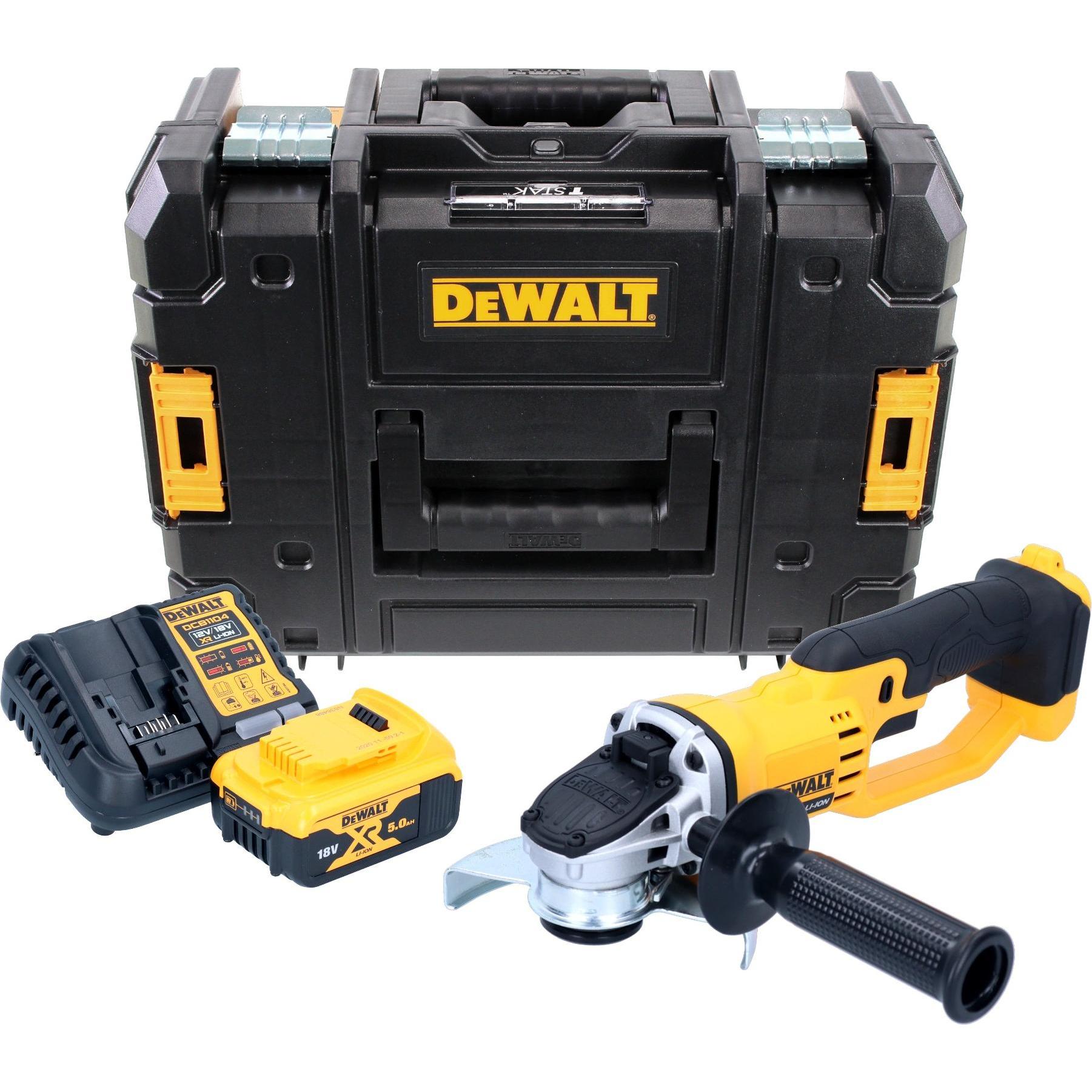 DeWalt, Winkelschleifer, DCG 412 P1T Akku Winkelschleifer 18 V 125 mm + 1x Akku 5,0 Ah + Ladegerät + TSTAK (125 mm)