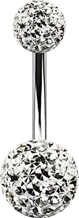 Actual product image Star Piercing Banana silver with two crystal balls silver epoxy protective coating (Surgical steel 316L, without brass)
