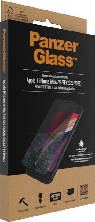 Image du produit PanzerGlass Privacy (1 pièce(s), Apple iPhone SE, Apple iPhone 6s, Apple iPhone 6, Apple iPhone 8, Apple iPhone 7)