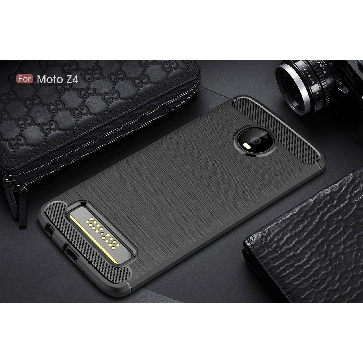 Thumbnail - Screenguard Motorola Moto Z4 Hülle Carbon Brushed Soft TPU (Motorola Moto Z4), Smartphone Hülle, Schwarz