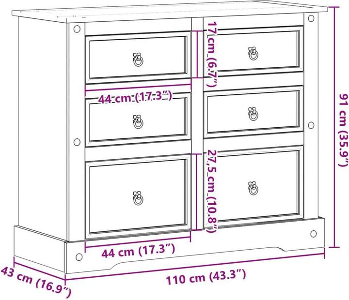 Image du produit vidaXL Kommode (110 x 43 x 91 cm)