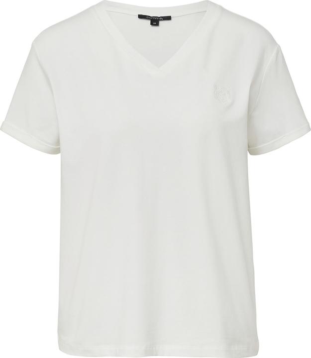 Image du produit Comma T-Shirt Jersey-T-Shirt mit Stickerei und V-Ausschnitt (46)